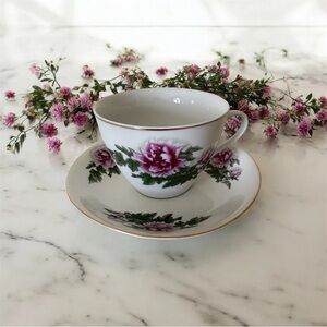 Floral Porcelain Teacup and Saucer Set
